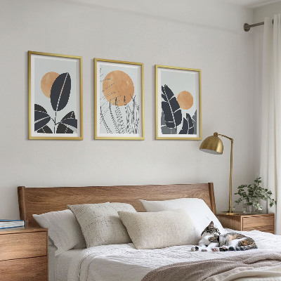 Sada nástenných dekorácií Rastlinné vzory, veľké slnká, minimalistické