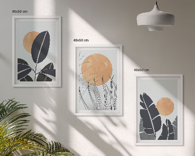 Sada nástenných dekorácií Rastlinné vzory, veľké slnká, minimalistické