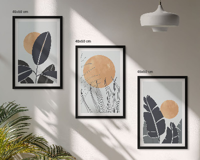 Sada nástenných dekorácií Rastlinné vzory, veľké slnká, minimalistické