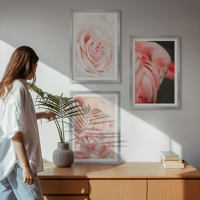 Sada nástenných dekorácií Pastelovo ružové plameniaky jemne