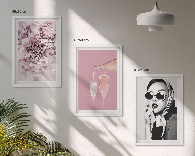 Sada nástenných dekorácií Ružové kvety a elegantná dáma
