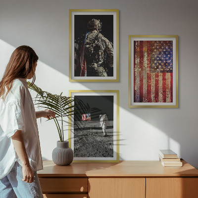 Sada nástenných dekorácií Americké symboly Vlajka USA