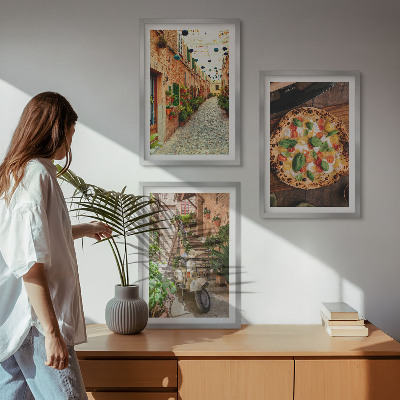 Sada nástenných dekorácií Očarujúce uličky s pizzou