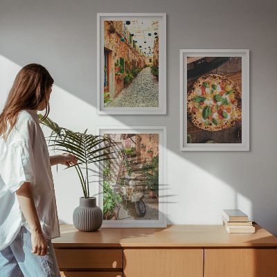 Sada nástenných dekorácií Očarujúce uličky s pizzou