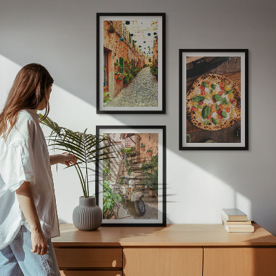Sada nástenných dekorácií Očarujúce uličky s pizzou