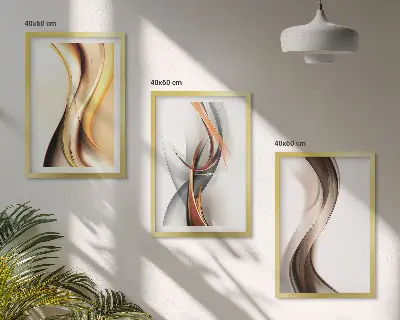 Nástenná galéria žlto-šedo-hnedé vlny