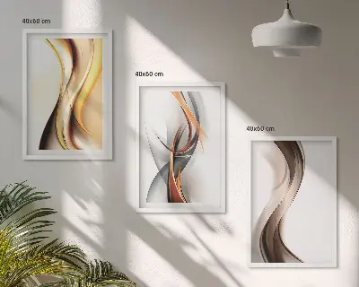 Nástenná galéria žlto-šedo-hnedé vlny