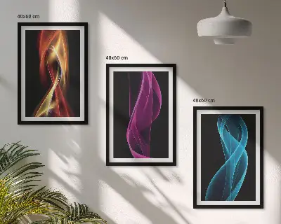 Nástenná galéria neónové vlny a čiary na tmavom pozadí