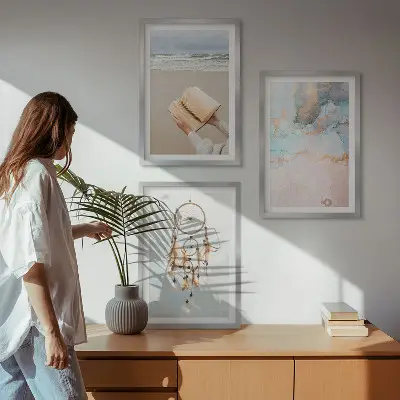 Nástenná galéria abstraktný motív knihy o mori v boho štýle