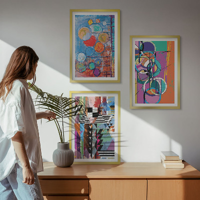 Sada nástenných dekorácií Farebná abstraktná geometria kruhov