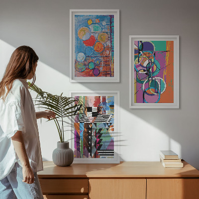Sada nástenných dekorácií Farebná abstraktná geometria kruhov