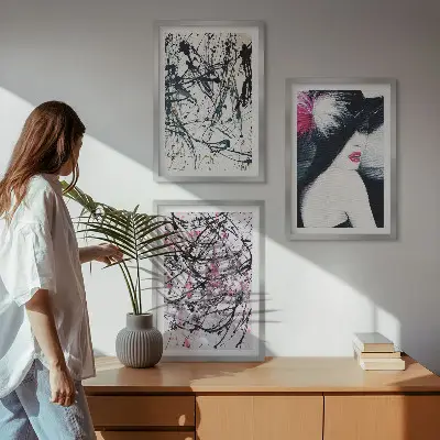 Sada nástenných dekorácií abstraktné farebné vzory klobúk