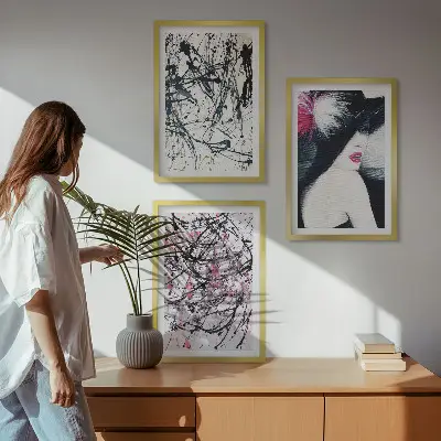 Sada nástenných dekorácií abstraktné farebné vzory klobúk