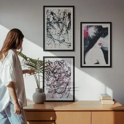 Sada nástenných dekorácií abstraktné farebné vzory klobúk