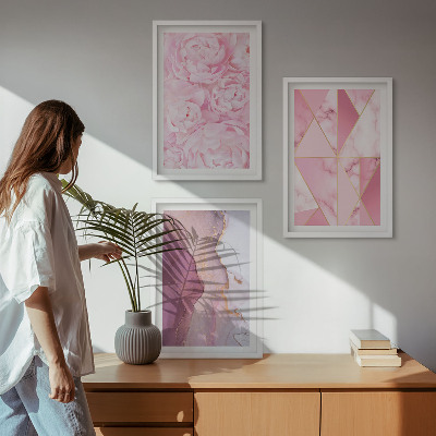 Nástenná galéria Ružové geometrické pivonky