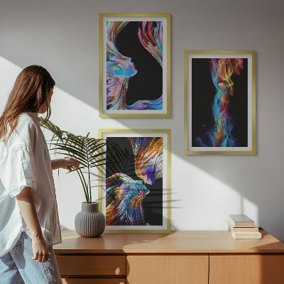 Sada nástenných dekorácií Farebné abstraktné tváre