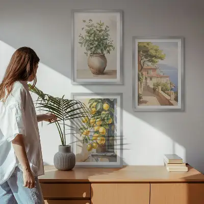 Nástenná galéria Kvety vo váze more citrónov