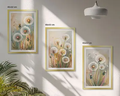 Nástenná galéria púpavové kvety s pastelovými trávami