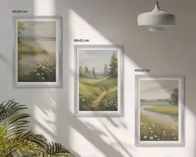 Sada nástenných dekorácií jarná krajina a riečna lúka