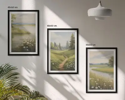 Sada nástenných dekorácií jarná krajina a riečna lúka