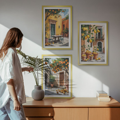 Sada nástenných dekorácií Citrusové plody v záhrade