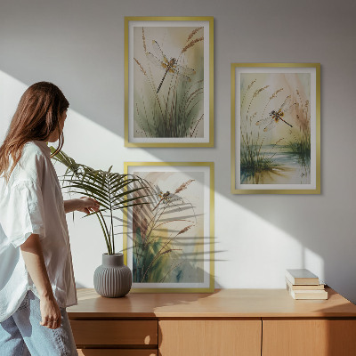 Nástenná galéria Vážky trávy akvarel