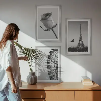 Sada nástenných dekorácií ruské koleso s motívom Eiffelovej veže v ružovej farbe
