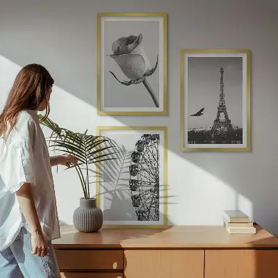 Sada nástenných dekorácií ruské koleso s motívom Eiffelovej veže v ružovej farbe