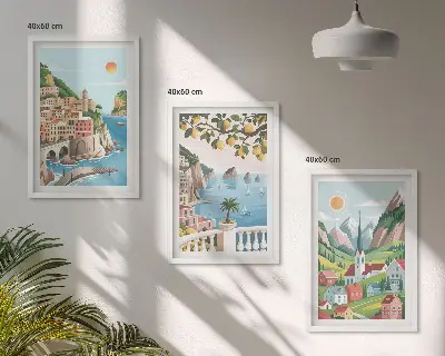 Nástenná galéria krajiny, more a citrusové plody