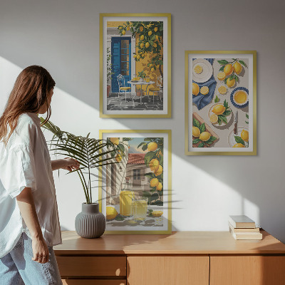 Sada nástenných dekorácií Citrónová záhrada s nápojmi