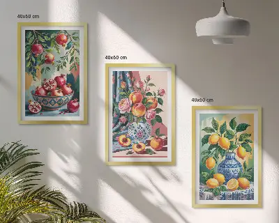 Nástenná galéria Kvety a ovocie vo vázach súprava obrazov