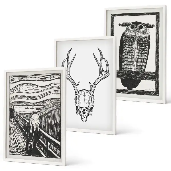 Nástenná galéria grafika kričiacej lebky sovy