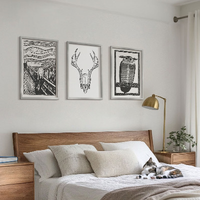 Nástenná galéria grafika kričiacej lebky sov