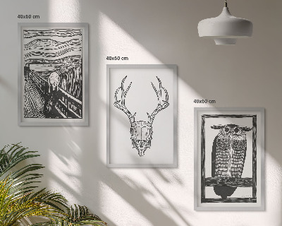 Nástenná galéria grafika kričiacej lebky sov