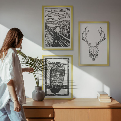 Nástenná galéria grafika kričiacej lebky sov