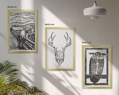 Nástenná galéria grafika kričiacej lebky sov