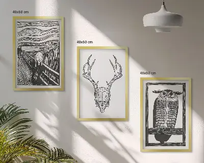 Nástenná galéria grafika kričiacej lebky sovy