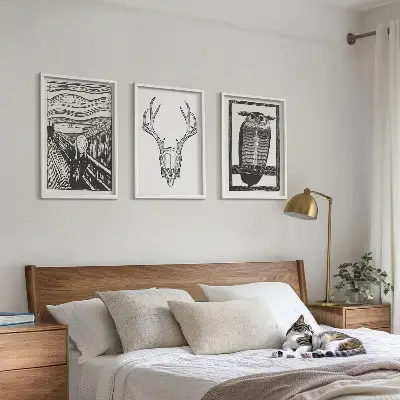 Nástenná galéria grafika kričiacej lebky sovy