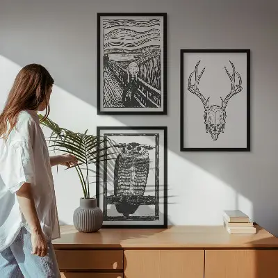 Nástenná galéria grafika kričiacej lebky sovy