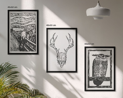 Nástenná galéria grafika kričiacej lebky sov