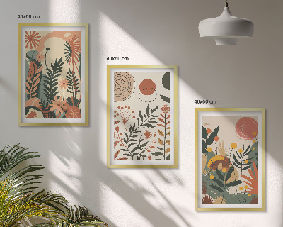 Sada nástenných dekorácií Vintage pastelové rastlinné vzory