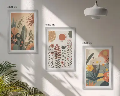 Nástenná galéria s boho motívmi rastlín a prírody