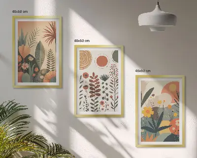 Nástenná galéria s boho motívmi rastlín a prírody