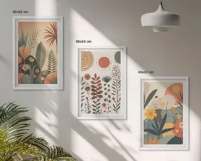 Nástenná galéria s boho motívmi rastlín a prírody