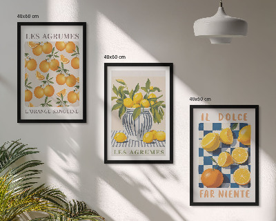 Sada nástenných dekorácií Retro žlté citrusové ovocie