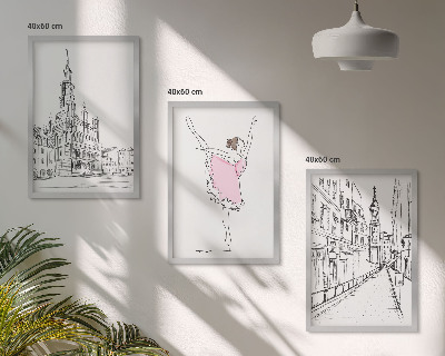 Sada nástenných dekorácií Štýlové baleríny a architektúra