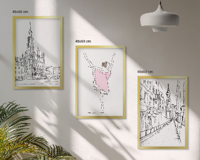Sada nástenných dekorácií Štýlové baleríny a architektúra