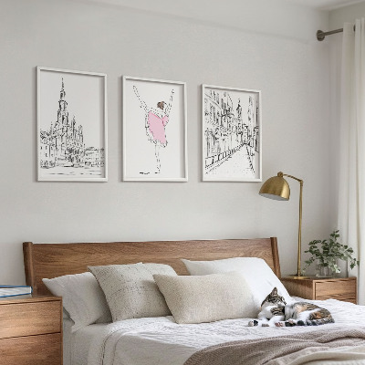 Sada nástenných dekorácií Štýlové baleríny a architektúra