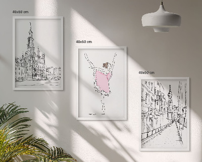 Sada nástenných dekorácií Štýlové baleríny a architektúra