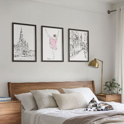 Sada nástenných dekorácií Štýlové baleríny a architektúra